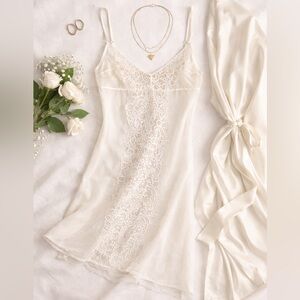 La Perla Studio Lace Slip Dress | Ivory Mesh Lace Chemise | Lingerie | Size S